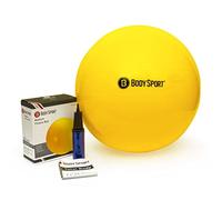 Body Sport - Pelota de ejercicio con bomba para casa, gimnasio, equilibrio, estabilidad, pilates, fuerza central, estiramiento, yoga, instalaciones de fitness, sillas de escritorio, color Yellow (65 cm), tamaño 65 cm