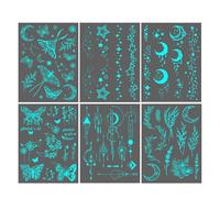 Body Sticker, Night Glow Art Makeup, Waterproof Decal, Artistic Decoration, Stickers for Festival Holidays Club Parties and Themed Events, 4.72x6.22 inches