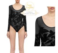 BODY TATTOO De Wolford L Grande Negro Manga Larga Transparente Diseño De Flores