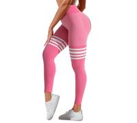 Body Transparente Mujer Rayas Outdoor Leggings de Cintura Alta Hip Yoga Running Pantalones Leggins Azul 38, Rosa., L