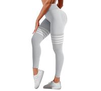 Body Transparente Mujer Rayas Outdoor Leggings de Cintura Alta Hip Yoga Running Pantalones Leggins Azul 38, gris, S