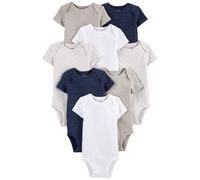 Body unisex de manga corta Simple Joys by Carters para beb s, paquete de 8, azul marino, blanco y avena, 12 meses