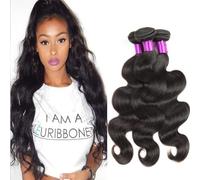 Body Wave Hair Bundles Brazilian Virgin 3 Paquetes sin Procesar Real Hair Extensiones de pelo de las Ondas Corporales 100% Pelo Humano Natural Black (18 18 18 pulgadas)