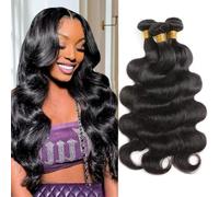 Body Wave Human Hair Bundles Brazilian Virgin Hair 3 Bundles 14 16 18 Inch | Unprocessed Brazilian Virgin Hair Double Weft Weave 3 Bundles Human Hair Quick Weave Bundles for Women Natural Black 300g