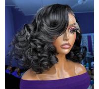 Body Wave Short Bob Wig Encaje Frente Pelucas de pelo humano Peluca de cierre de encaje sin pegamento de onda de agua prepreparada