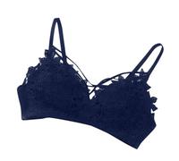 Body White Efecto Women's Wireless Bra Lace Sexy V Neck Bra Padded Comfortable Transpirable Daily Bra Leggings Yoga, azul, L