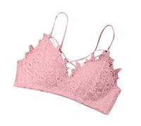 Body White Efecto Women's Wireless Bra Lace Sexy V Neck Bra Padded Comfortable Transpirable Daily Bra Leggings Yoga, rosa, L