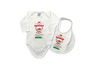 Body y Babero bebé " Mi Primera Navidad y la Última del Árbol" REGALO BEBES REGALO PAPÁS BEBE NAVIDAD (6 MESES, BODY + BABERO)