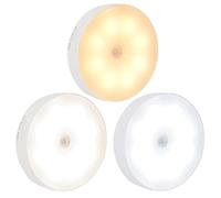 BODYA 3 paquetes Control de interruptor de 8 LED Luz nocturna LED inteligente Luces nocturnas alimentadas por batería recargable con cable USB para escaleras Sala de estar Baño Pasillos Armario