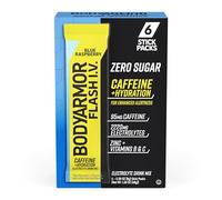 BODYARMOR Caffeine Flash IV Mezcla de electrolitos con sabor a frambuesa azul, paquetes de 0.27 onzas, paquete de 6