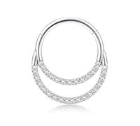 BodyBonita 16G Piercing Septum Colgante Acero Inoxidable 316L Piercing Nariz Aro Piercings Helix Tragus Hombre Mujer Daith Conch Rook Oreja Piercings Pendientes Aros Plata 8mm Radiant Crescent Layered