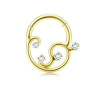 BodyBonita 16G Piercing Septum Colgante Acero Inoxidable 316L Piercing Nariz Aro Piercings Helix Tragus Hombre Mujer Daith Conch Rook Oreja Piercings Pendientes Aros Dorados 14K 8mm Galactic Quartet