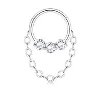 BodyBonita 16G Piercing Septum Colgante Acero Inoxidable 316L Piercing Nariz Aro Piercings Helix Tragus Hombre Mujer Daith Conch Rook Oreja Pendientes Aros Plata 8mm Radiant Clicker with Chain