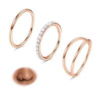 BodyBonita 3 Piezas Piercing Nariz Aros - Acero Inoxidable 316L 20G Anillos Aro Doble Circonia Cúbica Piercing Oreja Septum Tragus Hombre Mujer Daith Rook Helix Piercing Pendientes Aros Oro Rosa 10mm