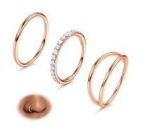 BodyBonita 3 Piezas Piercing Nariz Aros - Acero Inoxidable 316L 20G Anillos Aro Doble Circonia Cúbica Piercing Oreja Septum Tragus Hombre Mujer Daith Rook Helix Piercing Pendientes Aros Oro Rosa 9mm