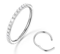 BodyBonita Aro de nariz de circonita cúbica - Acero quirúrgico 316L Piercing para el cuerpo, aro de 20/18/16G, aretes de joyería para cartílago, hélice, rook, tragus, caracola, daith, anillo de 6/7/8