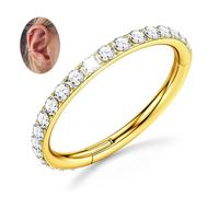 BodyBonita Aro de nariz de circonita cúbica - Acero quirúrgico 316L Piercing para el cuerpo, aro de 20/18/16G, aretes de joyería para cartílago, hélice, rook, tragus, caracola, daith, anillo de 6/7/8