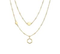 BodyBonita Collar Dorado Mujer Collares en Capas con Colgante Cadena de Oro Doble Gargantilla Bañada 16k Bisuteria Fina Hipoalergenica Uso Diario