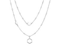 BodyBonita Collar Dorado Mujer Collares en Capas con Colgante Cadena de Oro Doble Gargantilla Bañada Paladio Blanco Bisuteria Fina Hipoalergenica Uso Diario