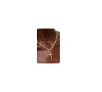 BodyBonita Collares Mujer Choker Cadena Gruesa con Cierre de Palanca Colgante Cruz Martillada Bañado en Oro 16k Bisuteria Fina Accesorios de Moda Originales Femeninos