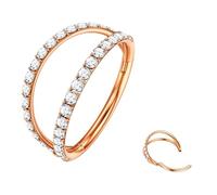 BodyBonita Doble Piercing Nariz Aro - Oro Rosa 316L Acero Inoxidable Septum Clic 16G CZ Piercing Oreja Caracola Joyería Hélice Torre Trago Labio Anillo Cartílago Pendientes 12 mm