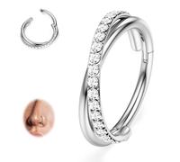 BodyBonita Piercing Nariz Aro - Acero Inoxidable 316L Septum Piercing 18G Circonia Cúbica Helix Piercing Tragus Mujer Daith Rook Cartilage Oreja Piercing Pendientes Aros Plata 8mm Entrelazados