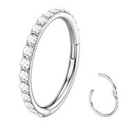 BodyBonita Piercing Nariz Aro - Acero Inoxidable 316L Septum Piercing 18G con Circonia Cúbica Helix Piercing Tragus Mujer Daith Rook Cartilage Conch Oreja Piercing Pendientes Aros Plata 9mm