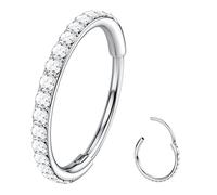 BodyBonita Piercing Nariz Aro - Acero Inoxidable 316L Septum Piercing 20G con Circonia Cúbica Helix Piercing Tragus Mujer Daith Rook Cartilage Conch Oreja Piercing Pendientes Aros Plata 6mm