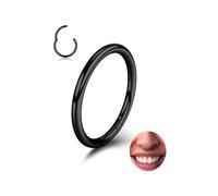 BodyBonita Piercing Nariz Aros con Bisagra - 316L Acero Quirúrgico sin Costuras 14G Septum Piercing Joyas Hipoalergénico Labio CartíLago Hélix Daith Caracola Trago Torre Ombligo 6 mm-Negro