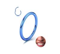 BodyBonita Piercing Nariz Aros con Bisagra - 316L Acero Quirúrgico sin Costuras 20G Septum Piercing Joyas Hipoalergénico Labio CartíLago Hélix Daith Caracola Trago Torre Ombligo 6 mm-Azul