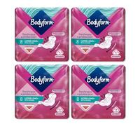 Bodyform Toallas sanitarias ultra largas con alas frescura y protección Securefit Pack de 4 x 8 (32 almohadillas)