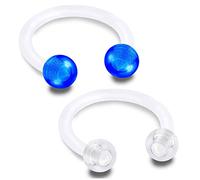 bodyjewellery 2 Púas de Herradura DE 16 g Bioflex Flexible para Cartílago de septo, Labios de Nariz, Cejas, Hélice acrílico, Color de Púa de Bola