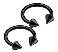 bodyjewellery 2pcs 16g Barbell Horseshoe Pendientes de Titanio ceja Labio Serpiente de Bate Nariz Tragus Ear Septum Cartilage B2NCN - Color de Púa