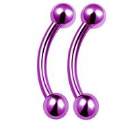 bodyjewellery 2pcs 16g Piercing Curvado de Titanio Anillo de Gancho Concha Labio Stud Helix Tragus Cartílago Cejas B2MCB2 - Color de Púa