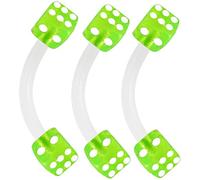 bodyjewellery 3 Piezas 16 g 5/16 Curvo Barbell septo Pendientes de cartílago Cejas Helix Bioflex Flexible Tragus Rook acrílico Dice - Pick Color