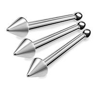 bodyjewellery 3 Piezas 20 g 0,8 mm Piercing para la Nariz de Barra Recta para Nariz, Acero Inoxidable quirúrgico 2 mm Cono Spike