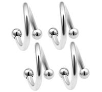 bodyjewellery 4 Bolas de Acero quirúrgico DE 14 g con Forma de Espiral para Cejas, Orejas, Orejas, Orejas, Orejas, Orejas, Hélices, Tragus y Ganzúas, Tamaño de 3 mm