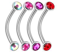 bodyjewellery 4 Piercings curvados DE 16 g, 12 mm, para Cejas, Cartílago Helix Snug Antitragus Rim Halfball BXAS, Color a Elegir