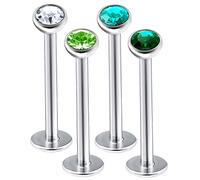bodyjewellery 4 Piezas 16 g 1,2 mm 12 mm Acero Labret Studs Ear Lobe Auricle Pinna Lip Rim Tragus Cartilage Helix Halfball BYAV Pick Color