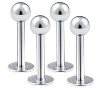 bodyjewellery 4 Piezas DE 14 g de Pendientes de Labio para Labio y Labio, Diseño de Concha de Acero quirúrgico de 4 mm