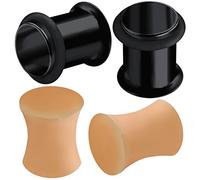 bodyjewellery 4 Piezas de Acero Doble Acampanado de Silicona Túnel único Solido Sillín Tapón retenedor Extensor Piercing BMAX Pick Tamaño