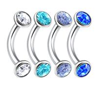 bodyjewellery 4 pzas, 16 g, 6 mm, Puente Curvado para Cejas, Lóbulo, Cartílago, Cejas, Antiácaros, Pendientes de Remolque de Pinna, Color de Púa