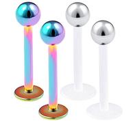 bodyjewellery 4pcs 16g Triple Cartílago Picas Serpiente Picas labret Medusa Labio Spider Monroe Tragus Pendiente anodizado BHAU - Tamaño de Púa