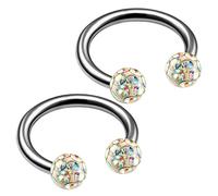 BodyJewellery B2B2CU - Pendiente de aro para oreja, labio, ceja o nariz, de titanio G23, 2 unidades, 16 g