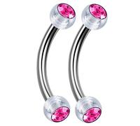 bodyjewellery Pendientes de Barra Curvada de Titanio DE 16 g con Diseño de Campanilla de la Oreja de Tragus y Cejas de la Marca Helix Cartilage B2GCS (2 Unidades)