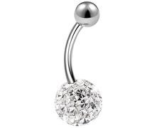 bodyjewellery Piercing para el Ombligo, 14 g, 3/8 DE Titanio G23, con circonita Cúbica C3ZS, Color de Púa