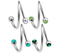 bodyjewellery Piercing para Ombligo, 4 Unidades, 16 g, 12 mm, en Espiral, para Cartílago de Piña, Oreja, Lóbulo, Labio, Oreja, Labio, Labio, Tragus Color