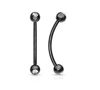 BodyJewelryOnline - Barra de lengua con ojos de serpiente con circonitas cúbicas, 16 g, titanio anodizado