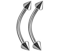 Bodyjewelrytrend - 2 aretes de barra de titanio de 16 g, para cejas, cartílago, labio, tragus, rook, caracola, hélice, B2BCN, Metal, titanio