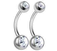 Bodyjoyería 2 Piezas 14 g 3/8 Ombligo Anillos Ombligo Piercing Acero Cirugía Piercing Joyería Banana No Colgante Navel Cristales D4MCW